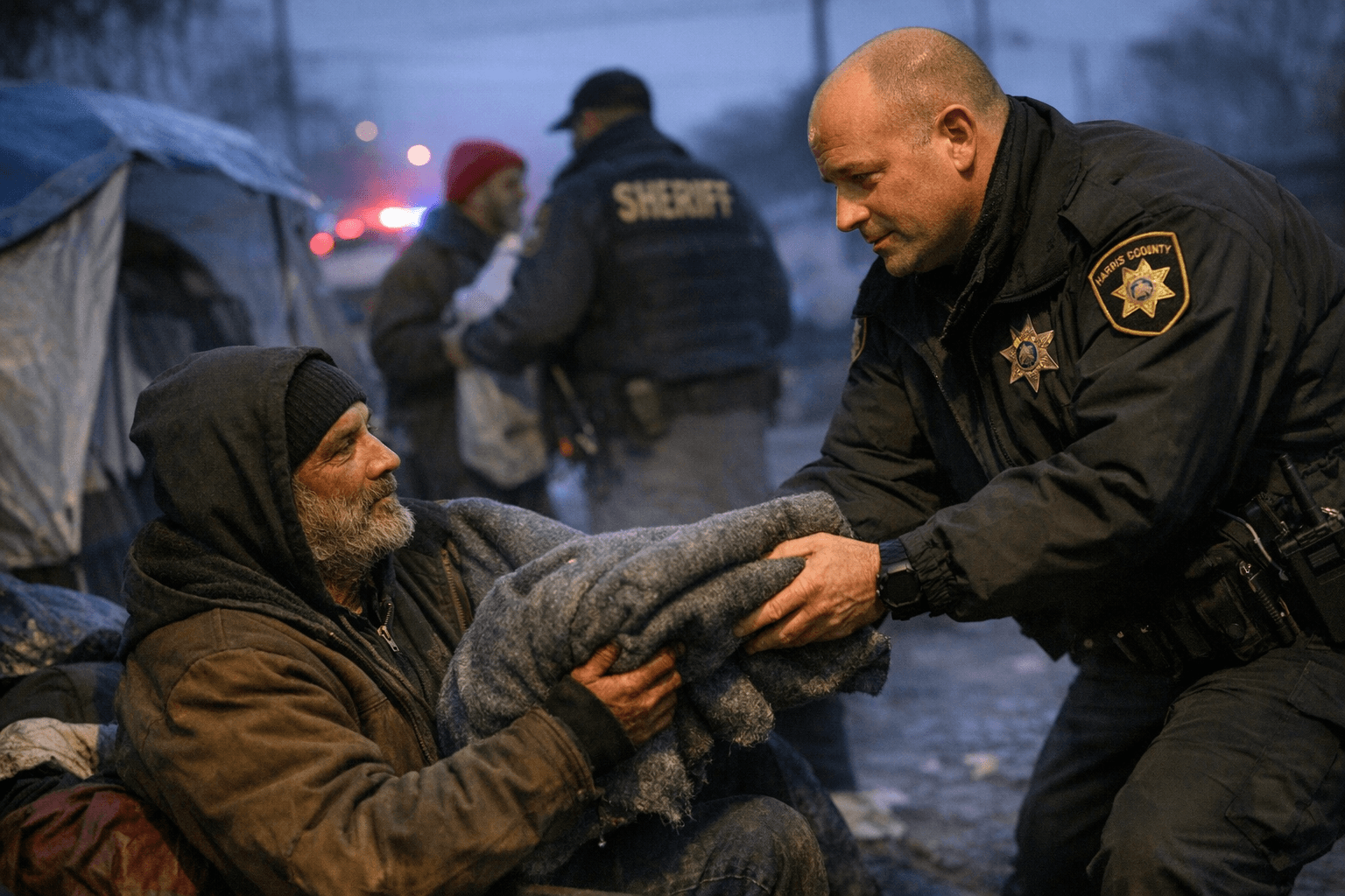 Harris County Deputies Hand Out Blankets, Connect Unhoused Residents to Warming Centers
