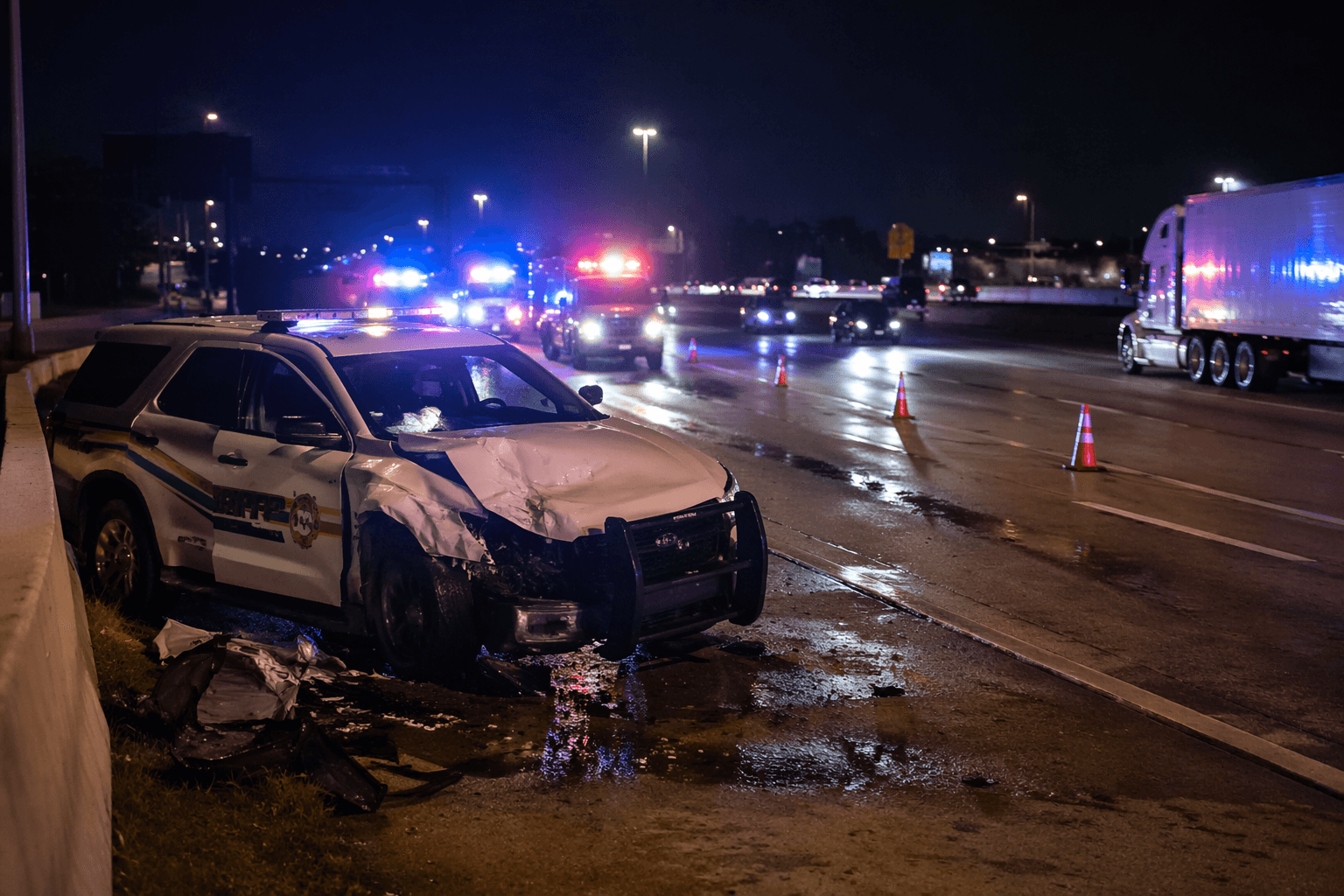 Harris County deputy hospitalized after patrol vehicle crash on North Freeway