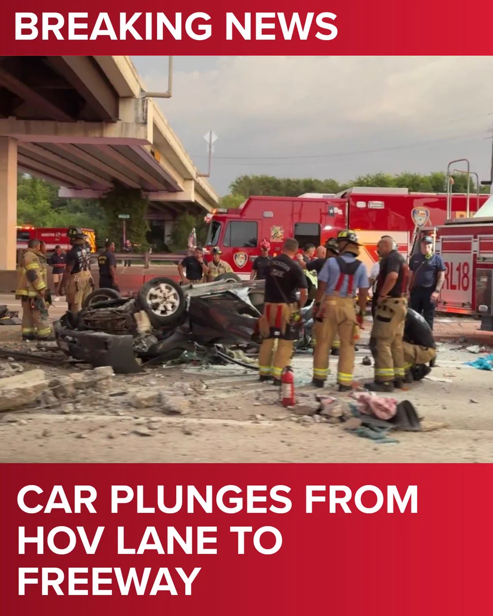 Vehicle falls from HOV lane, shuts down Southwest Freeway in Harris County